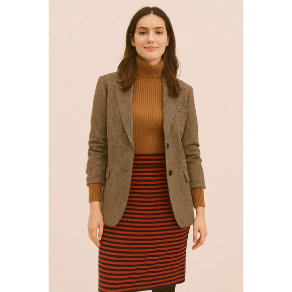 Clare V Le Tube Striped Midi Skirt Orange Black Small Artsy Academia Career Fall - Picture 1 of 9